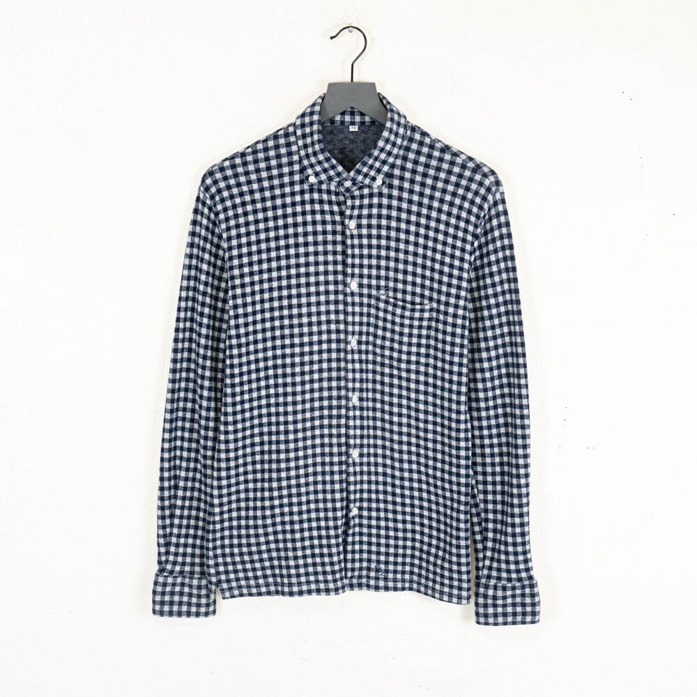 State & Liberty Blue Gingham Performance Flannel Shirt button down Medium